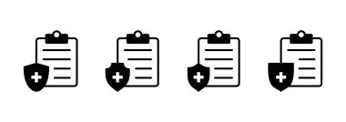 Tıbbi sigorta ikonu vektörü. Sağlık sigortası ve sembol