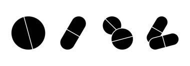 İlaç ikon vektörü. Kapsül simgesi. Uyuşturucu işareti ve sembol