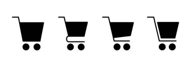 Alışveriş ikonu vektörü. Alışveriş arabası işareti ve sembol. Trolley simgesi