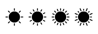 Güneş ikonu vektörü. Parlaklık işareti ve sembol