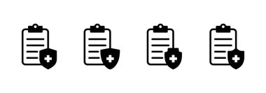 Tıbbi sigorta ikonu logosu tasarımı. Sağlık sigortası ve sembol