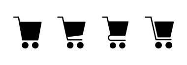 Alışveriş simgesi logosu tasarımı. Alışveriş arabası işareti ve sembol. Trolley simgesi