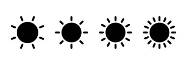 Güneş simgesi logosu tasarımı. Parlaklık işareti ve sembol