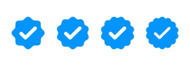 Doğrulanmış simge logosu tasarımı. Doğrulama işareti. onaylanmış simge