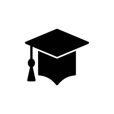 Uygulamalar ve web siteleri için eğitim simgesi. Mezuniyet şapkası işareti ve sembol. Mezun olmak. Öğrenci şapkası