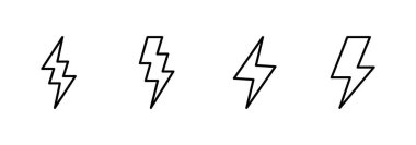 Şimşek simgesi vektörü. Elektrik işareti ve sembol. Güç simgesi. enerji işareti