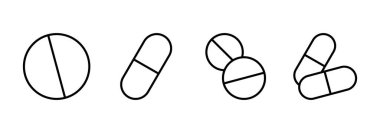 İlaç ikon vektörü. Kapsül simgesi. Uyuşturucu işareti ve sembol