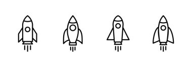 Roket ikon vektörü. Başlangıç işareti ve sembol. roket fırlatma simgesi