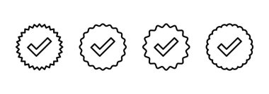 Doğrulanmış simge vektörü. Doğrulama işareti. onaylanmış işaret ve sembol