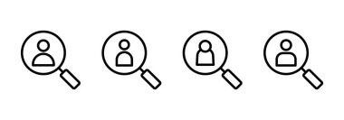 Simge logosu tasarımı işe alınıyor. Arama işi boşluk işareti ve sembol. İnsan kaynakları konsepti. İşe alım.