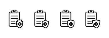 Tıbbi sigorta ikonu logosu tasarımı. Sağlık sigortası ve sembol