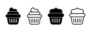 Kek ikonu logosu tasarımı. Kap kek işareti ve sembol