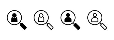 Simge logosu tasarımı işe alınıyor. Arama işi boşluk işareti ve sembol. İnsan kaynakları konsepti. İşe alım.