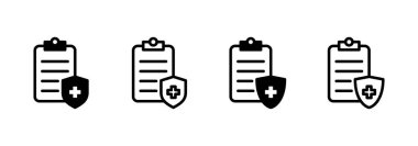 Tıbbi sigorta ikonu logosu tasarımı. Sağlık sigortası ve sembol