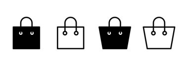 Alışveriş çantası simgesi logosu tasarımı. Alışveriş işareti ve sembol