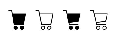 Alışveriş simgesi logosu tasarımı. Alışveriş arabası işareti ve sembol. Trolley simgesi