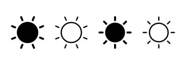 Güneş simgesi logosu tasarımı. Parlaklık işareti ve sembol