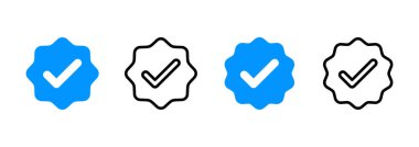 Doğrulanmış simge logosu tasarımı. Doğrulama işareti. onaylanmış simge