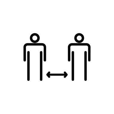 Uygulamalar ve web siteleri için sosyal uzaklık simgesi. Sosyal uzaklık işareti ve sembol. Kendini karantina işareti