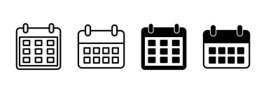 Takvim simgesi vektörü. Takvim işareti ve sembol. Simge simgesini ayarla