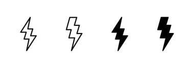 Şimşek simgesi vektörü. Elektrik işareti ve sembol. Güç simgesi. enerji işareti