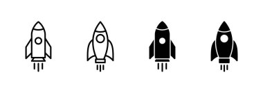 Roket ikon vektörü. Başlangıç işareti ve sembol. roket fırlatma simgesi
