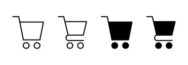 Alışveriş ikonu vektörü. Alışveriş arabası işareti ve sembol. Trolley simgesi