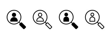 Simge logosu tasarımı işe alınıyor. Arama işi boşluk işareti ve sembol. İnsan kaynakları konsepti. İşe alım.