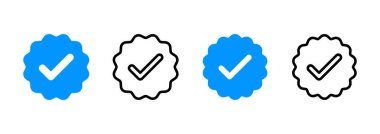 Doğrulanmış simge logosu tasarımı. Doğrulama işareti. onaylanmış simge