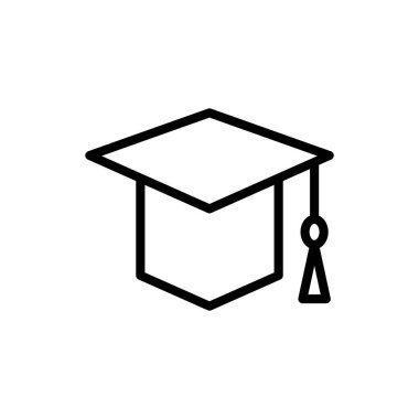 Uygulamalar ve web siteleri için eğitim simgesi. Mezuniyet şapkası işareti ve sembol. Mezun olmak. Öğrenci şapkası