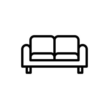 Uygulamalar ve web siteleri için kanepe simgesi. Kanepe işareti ve sembol. mobilya simgesi