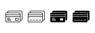 Kredi kartı ikon vektörü. Kredi kartı ödeme imzası ve sembolü