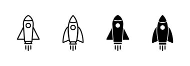 Roket ikon vektörü. Başlangıç işareti ve sembol. roket fırlatma simgesi