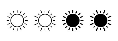 Güneş ikonu vektörü. Parlaklık işareti ve sembol