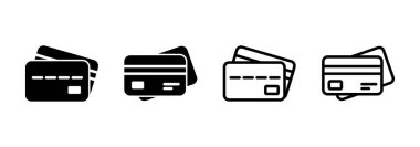 Kredi kartı simgesi logosu tasarımı. Kredi kartı ödeme imzası ve sembolü