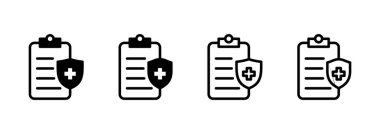 Tıbbi sigorta ikonu logosu tasarımı. Sağlık sigortası ve sembol