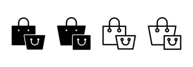 Alışveriş çantası simgesi logosu tasarımı. Alışveriş işareti ve sembol