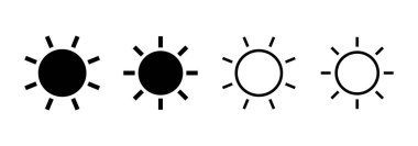 Güneş simgesi logosu tasarımı. Parlaklık işareti ve sembol