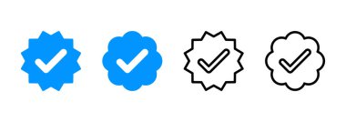 Doğrulanmış simge logosu tasarımı. Doğrulama işareti. onaylanmış simge