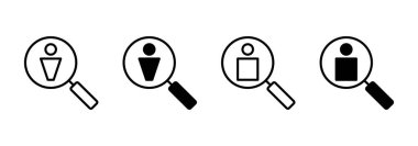 Simge vektörü işe alınıyor. Arama işi boşluk işareti ve sembol. İnsan kaynakları konsepti. İşe alım.