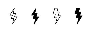 Şimşek simgesi vektörü. Elektrik işareti ve sembol. Güç simgesi. enerji işareti