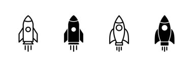 Roket ikon vektörü. Başlangıç işareti ve sembol. roket fırlatma simgesi