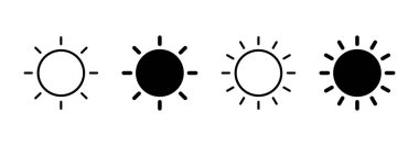 Güneş ikonu vektörü. Parlaklık işareti ve sembol