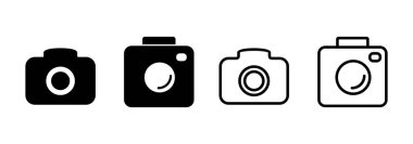 Kamera simgesi logosu tasarımı. Fotoğraf makinesi işareti ve sembol. fotoğrafçılık simgesi.