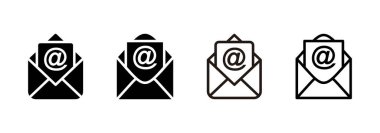 Posta simgesi logosu tasarımı. e-posta işareti ve sembol. E- posta simgesi. Zarf simgesi