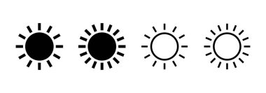 Güneş simgesi logosu tasarımı. Parlaklık işareti ve sembol