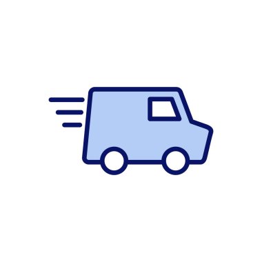 Teslimat kamyonu ikon vektörü. Teslimat kamyonu işareti ve sembol. Hızlı dağıtım simgesi gönderiliyor