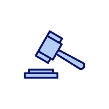 Gavel ikon vektörü. Yargıç tokmak işareti ve sembol. Kanun simgesi. Açık arttırma çekici