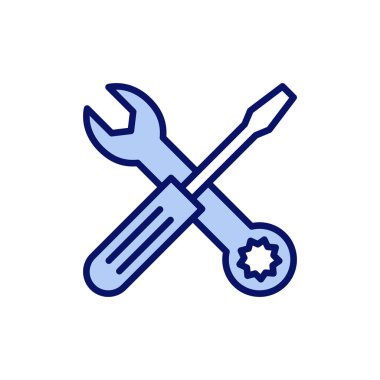 Alet ikon vektörünü onar. araç işareti ve sembol. Simge ayarlanıyor. İngiliz anahtarı ve tornavida. Servis