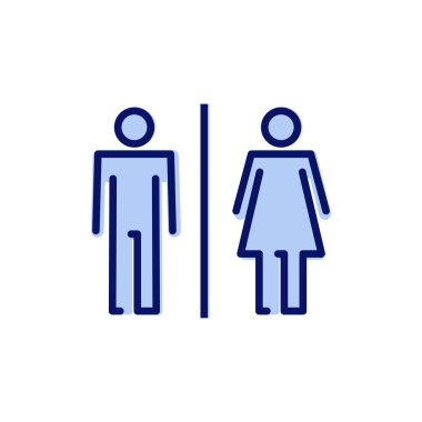 Tuvalet ikonu vektörü. Kızlar ve erkekler tuvaletleri imzalar ve simgeler. Banyo tabelası. wc, tuvalet